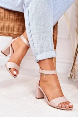 Moteriški stiletto tipo sandalai, pudros rožinės spalvos, Lexi