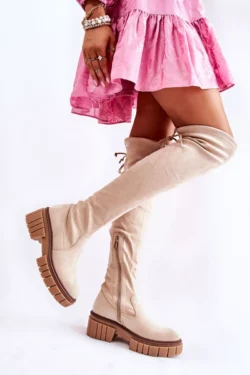 Moteriški suede batai Workers Light Beige Cheera