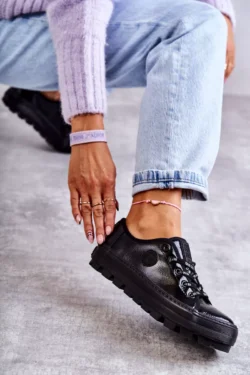 Madingi lakuoti sportiniai bateliai „Big Star KK274044“ juodi