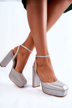 Moteriškos basutės ant kulno su blizgučiais sidabro Rosel