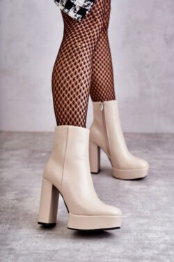 Lygios odinės batelės ant baro smėlio spalvos Kaysa