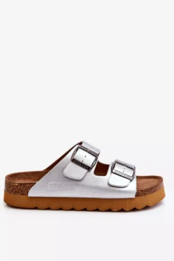 Klasikinės moteriškos didelės žvaigždės šlepetės LL274476 Sidabrinės