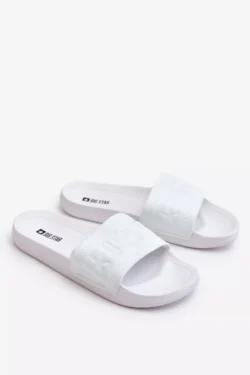 Moterims madingos didelės žvaigždės šlepetės LL274A159 Baltos