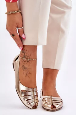 Zazoo 10009 Patogūs moteriški odiniai balerinos bateliai "Gold"