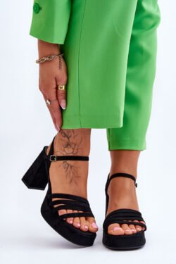 Moterims  suede platforminiai sandalai, juodi Verda