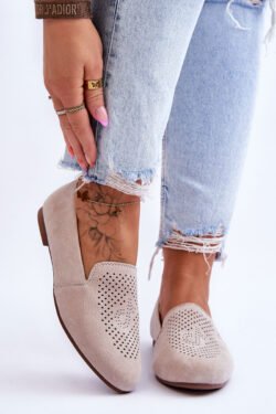 Zomšinės patogios mokasinai smėlio spalvos Giovana