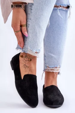 Odiniai patogūs mokasinai Juodi Giovana