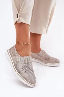 Suede Slip-on batai Smėlio spalva-Auksas Inez