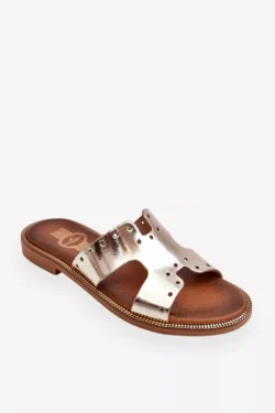 Zazoo 40326 Moteriškos šlepetės su dekoratyvinėmis išpjovomis Auksas