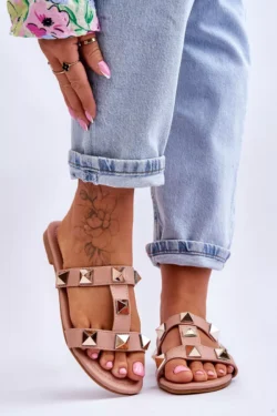 Moteriškos šlepetės su dideliais smeigtukais Nude Mercure