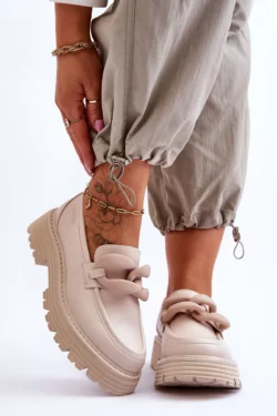 Odiniai mokasinai „Big Star“ LL274581 smėlio spalvos