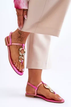 Odiniai basutės su plokščiu kulnu, rožinės, Keep Going