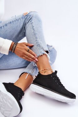 Moterims sportiniai bateliai su raišteliais, juodi „Lavarone“