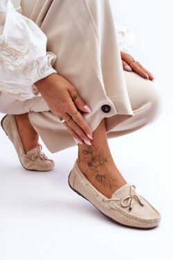 Moterims  suede mokasinai, smėlio spalvos, „Si Passione“