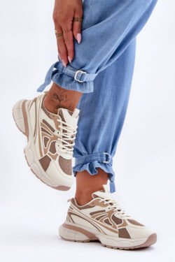 Moterims sportiniai bateliai su raišteliais, smėlio spalvos, Emare