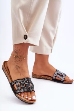 Moterims  puošnūs šlepetės Juodos Evelins