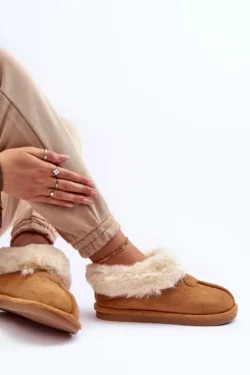 Moteriškos šlepetės su dirbtiniu kailiu, rudos Lanoze