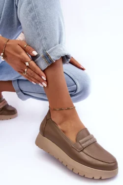 Odos platforminiai batai su ornamentais, smėlio spalvos Lehira