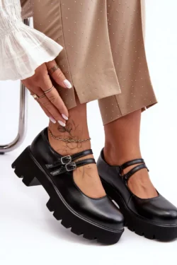 Moterims bateliai su žemu kulnu, juodi „Saviwa“