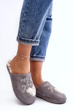 Blizgios moteriškos šlepetės, pilkos spalvos Geraja