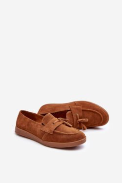 Vyriški suede loafers batai Zazoo 1566 rudi