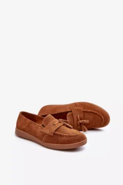 Vyriški suede loafers batai Zazoo 1566 rudi