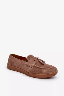 Vyriški suede loafers batai Zazoo 1566 rudi