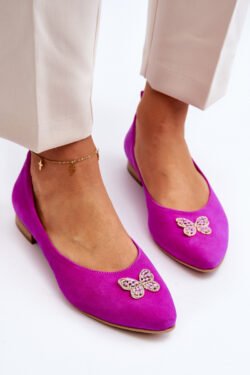 Odinės balerinos su Zazoo 2885 aukso ir baltos spalvos papuošimais