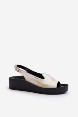 Moteriški odiniai sandalai su storu padu, auksiniai, senovinio stiliaus „Zazoo 2893“