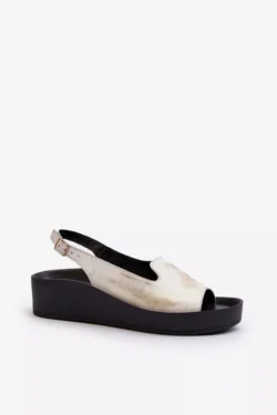 Moteriški odiniai sandalai su storu padu, auksiniai, senovinio stiliaus „Zazoo 2893“