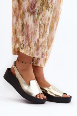 Zazoo 2893 Moteriški odiniai sandalai su storu padu, aukso spalvos