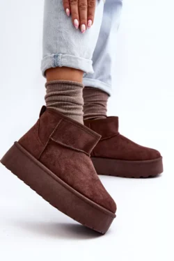 Rudos spalvos odiniai platformos sniego batai Corcoran