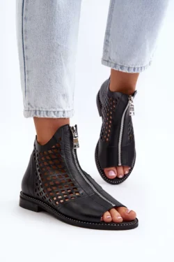 Zazoo 977/L odiniai sandalai su užtrauktuku