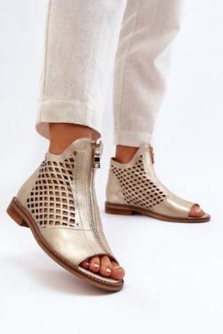 Odos sandalai su iškirptėmis ir užtrauktuku Gold Zazoo 977/L