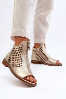 Odos sandalai su iškirptėmis ir užtrauktuku Gold Zazoo 977/L