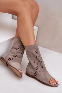 Zazoo 3437 Moteriški odiniai sandalai su užtrauktuku, smėlio spalvos