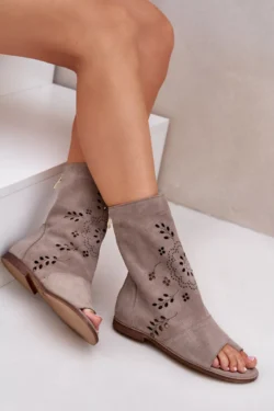 Zazoo 3437 Moteriški odiniai sandalai su užtrauktuku, smėlio spalvos