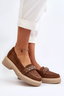 Zazoo 3429/W Moteriški odiniai mokasinai su papuošimais, rudi