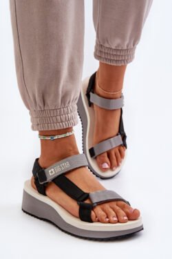 Moteriški platforminiai ir pleišti sandalai „Big Star“ NN274A054 Pilkos spalvos