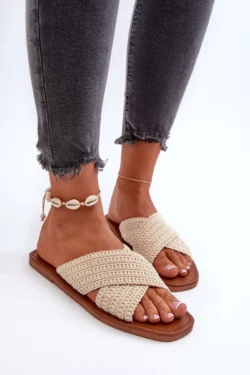 Moteriški plokščiapadžiai sandalai „Big Star“ NN274078 smėlio spalvos