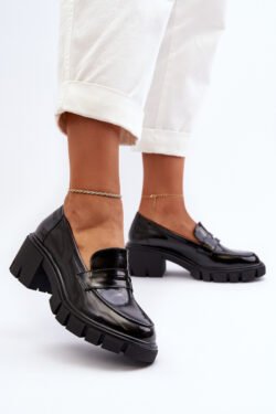 Moteriški bateliai su stambiu kulnu „Big Star“ NN274055 Juodi