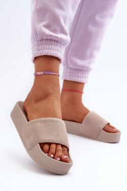 Moteriški platforminiai odiniai sandalai „Big Star“ NN274A671 smėlio spalvos