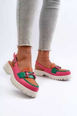 Moteriški plokščiapadžiai sandalai su oranžiniu dekoru D&A; MR38-656