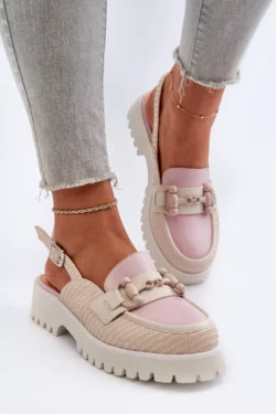 Moteriški plokščiapadžiai sandalai su smėlio spalvos ornamentu D&A; MR38-656