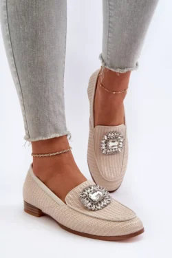 Moteriški plokščiapadžiai bateliai su sagtimi, smėlio spalvos D&A; MR38-676