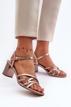 Moteriški sandalai su kulnu Sergio Leone SK065 Auksiniai