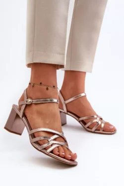 Moteriški sandalai su kulnu Sergio Leone SK065 Auksiniai