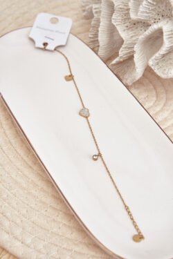 Kulkšnies apyrankė su auksiniais širdelėmis