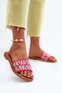 Traivea moteriški plokščiapadžiai šlepetės fuksijos spalvos