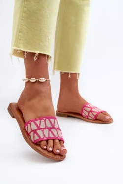 Traivea moteriški plokščiapadžiai šlepetės fuksijos spalvos